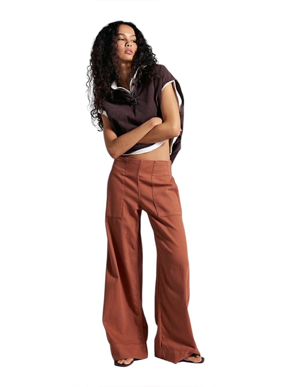 Free People breezy pull on denim jeans sz M in mango